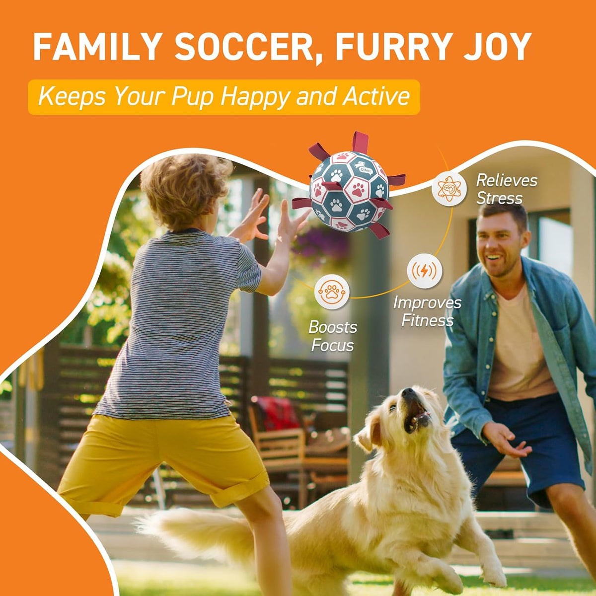 QDAN Dog Balls, 6 Inch Dog Soccer Ball with Straps, Herding Balls for Dogs