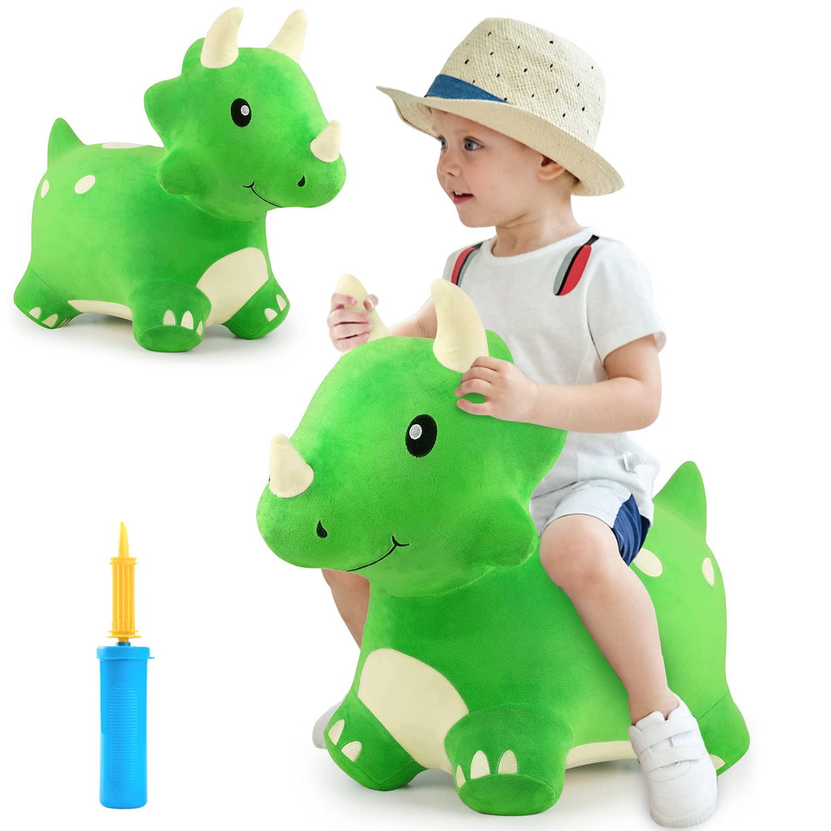 Bouncy Pals Toddler Dinosaur Hopper Toy, Kids Outdoor Ride on Bounce Animal