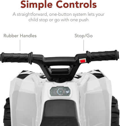 Best Choice Products 6V Kids Ride On Toy, 4-Wheeler Quad ATV Play Car w/ 1.8MPH Max Speed, Treaded Tires, Rubber Handles, Push-Button Accelerator - White