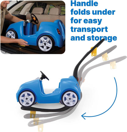 Step2 Whisper Ride II Kids Push Car, Ride-On Car with Seat Belt and Horn, Quick Fold Handle, Stroller Alternative, Toddlers and Preschoolers Ages 18+ Months, Blue