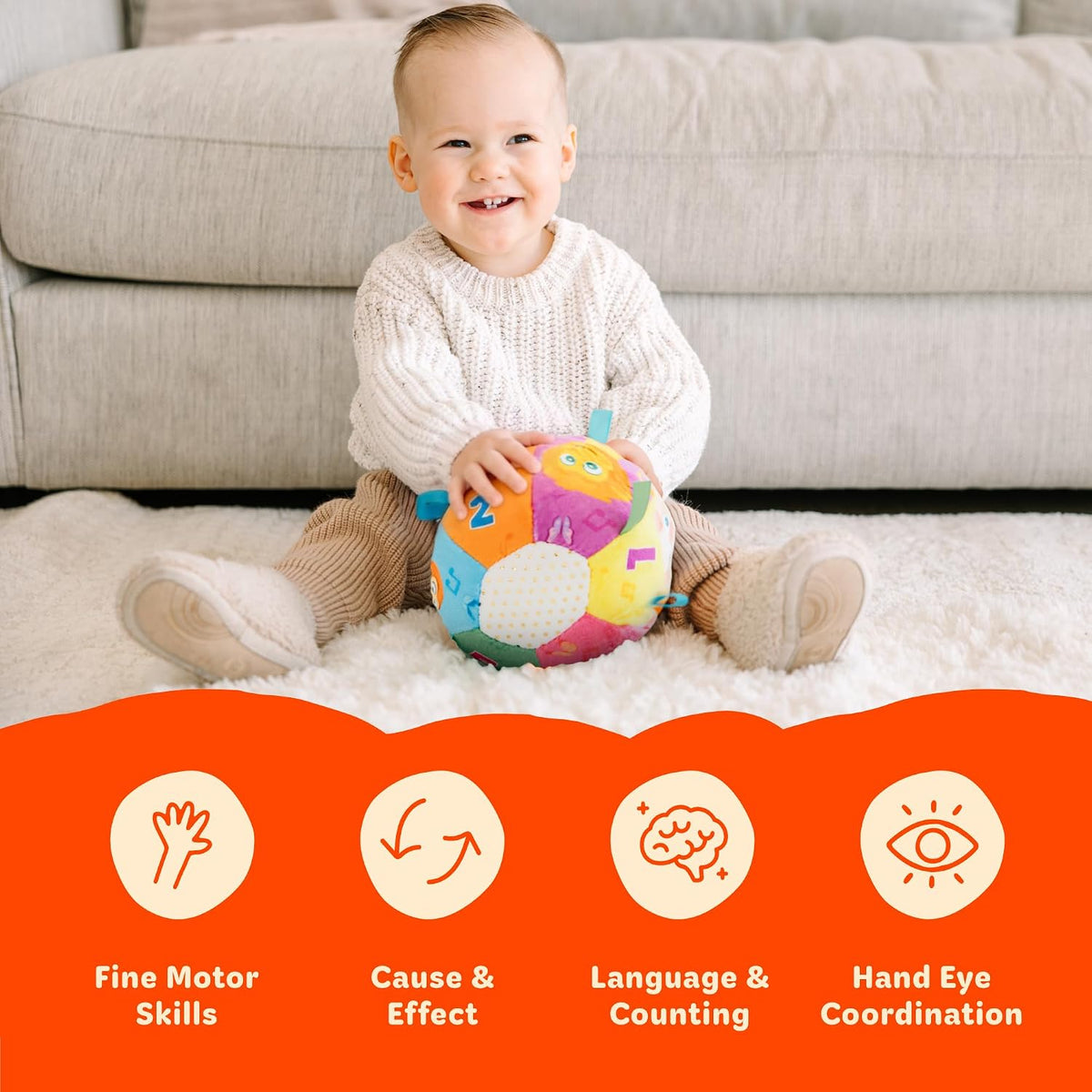 Move2Play, Interactive Baby Ball with 30+ Sounds & Songs | Toys for 1 Year Old Boys & Girls | Baby Toys 6-12+ Months | Musical Crawling Ball for Toddlers 1-3 | 1st Birthday Gift