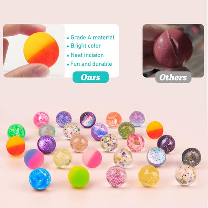 24 Pieces Bouncy Balls 32mm Bounce Balls 6 Styles High Bouncing Balls Toys for Kids Party Favors Birthdays Gift Classroom