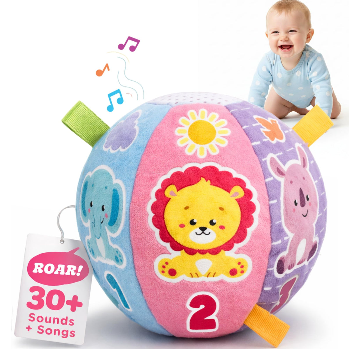 Move2Play, Interactive Baby Ball with 30+ Sounds & Songs | Toys for 1 Year Old Boys & Girls | Baby Toys 6-12+ Months | Musical Crawling Ball for Toddlers 1-3 | 1st Birthday Gift
