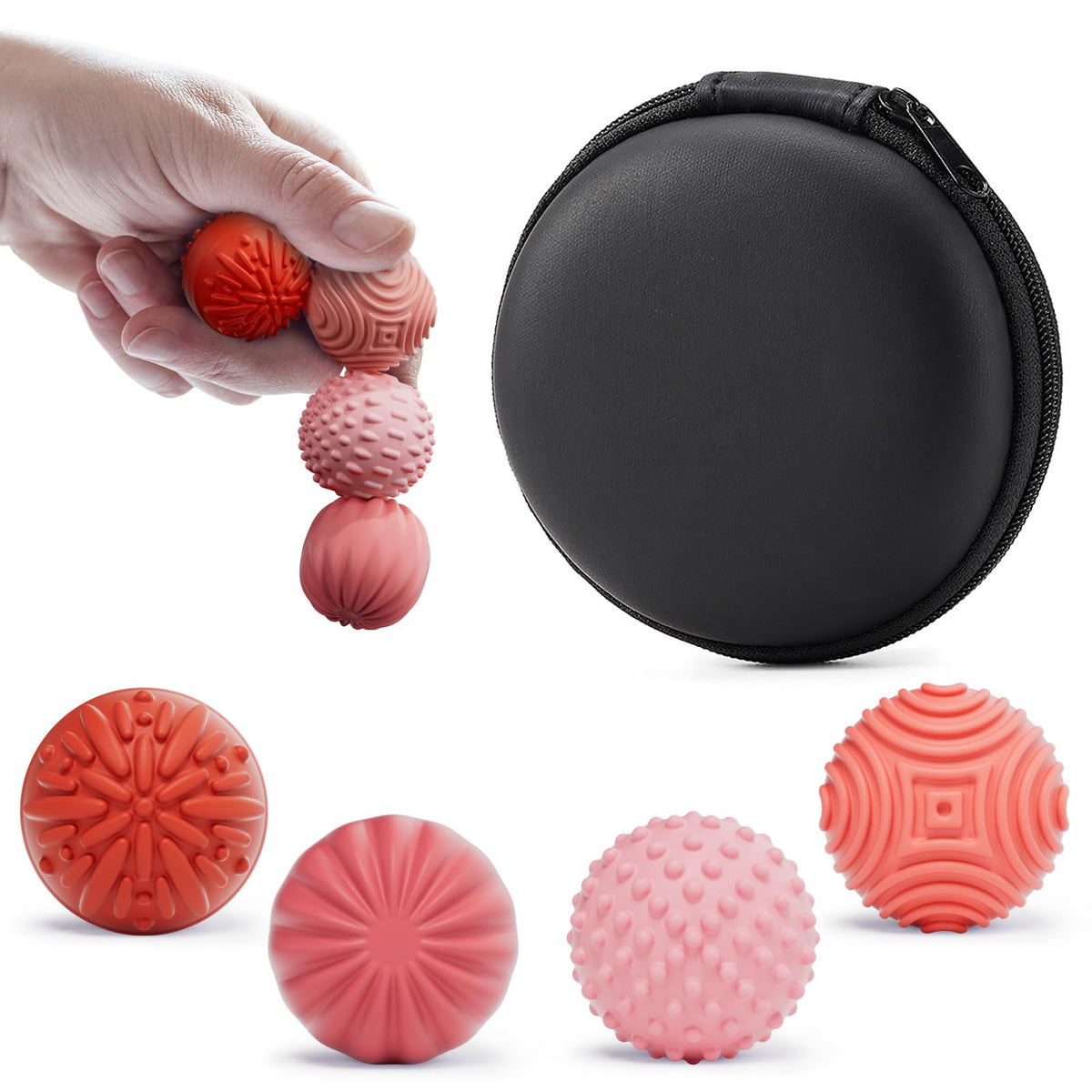 Silicone Magnetic Balls Fidget Toys for Adults & Teens,4PCS Stress Relief Sensory Toys for Autism ADHD Anxiety,Fun Textures Gadgets,Office Desk Toy,Stocking Stuffers for Women Men Teen Gift