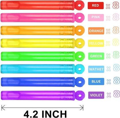 64 Pack Mini Bubble Wands Party Favors, Neon Bulk Birthday Treats for Kids