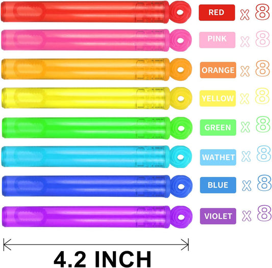 64 Pack Mini Bubble Wands Party Favors, Neon Bulk Birthday Treats for Kids
