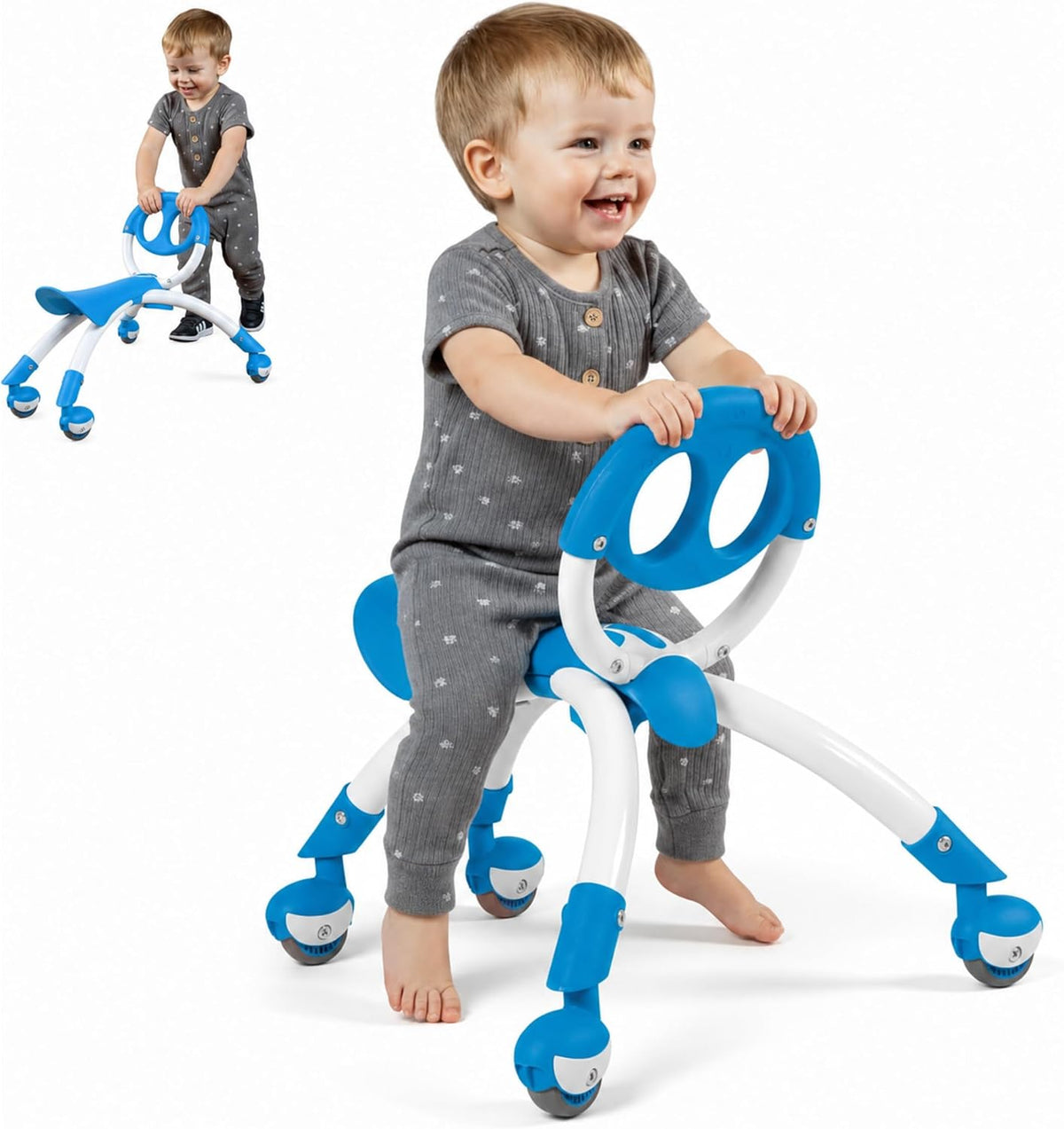 YBIKE Pewi Walking Ride On Toy - from Baby Walker to Toddler Ride On for Ages 9 Months to 3 Years Old, YPIW3, Blue