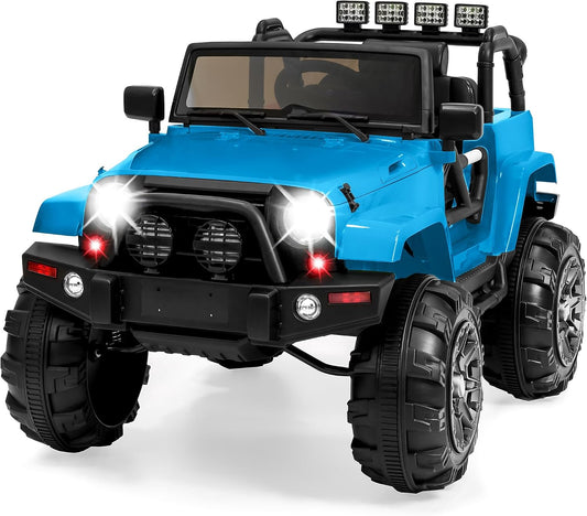 Best Choice Products Jumbo 12V Kids Electric Vehicle Toy Ride On Car with Parent Remote Control for Toddlers, Seat Harness, 65 lb Weight Capacity, Spring Suspension, 3.7 MPH Max Speed - Light Blue