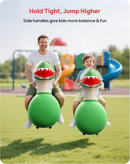 QPAU Inflatable Dinosaur Bouncy Hopper Toy, 2 Pack with Hand Pump