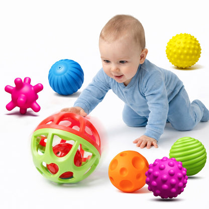Baby Textured Multi Sensory Toys Massage Ball Gift Set BPA Free for Toddlers 1-3 Soft Balls Montessori Infant Baby Toys 6 to 12 Months 6 Pack