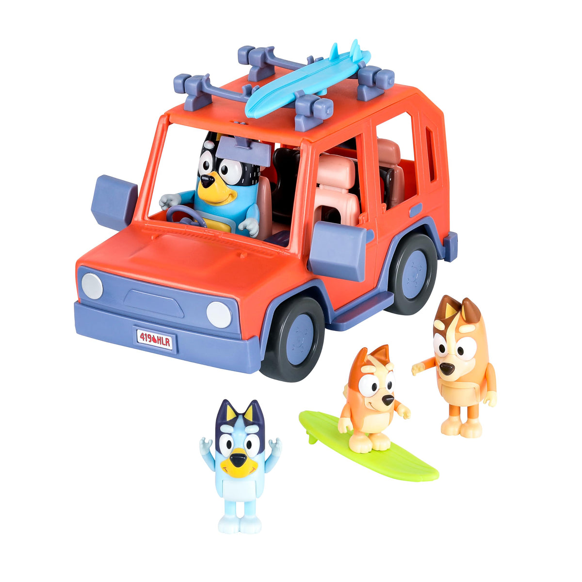 Bluey Heeler 4WD Family Toddler Toy Car, Pretend Play Toys, 4 Figures