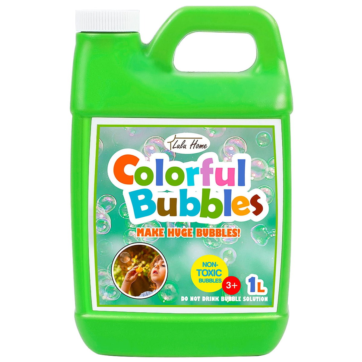 Lulu Home 33.8 OZ/1 L Concentrated Bubble Solution, Refill for Bubble Machines, Giant Wands, and Blowers - Up to 2.5 Gallons for Kids' Birthday Parties