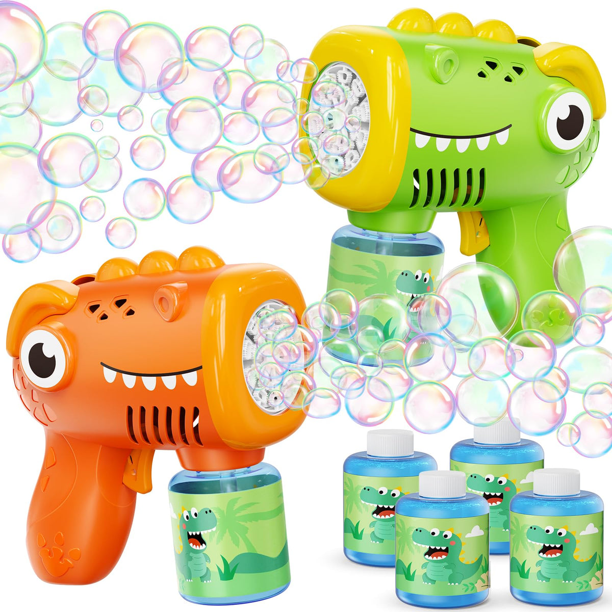 Yunaking Kids Bubble Gun 2 Pack, Dino Bubble Machine for Boy Girl Toys Gift