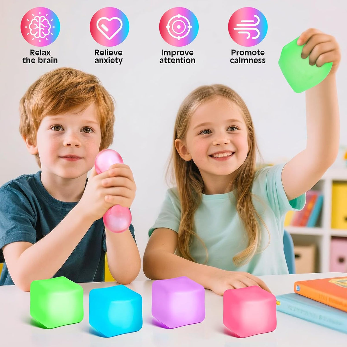 VISCOO 4 Pack Stress Cube,Slow Rising Cube Stress Balls for Adults Kids