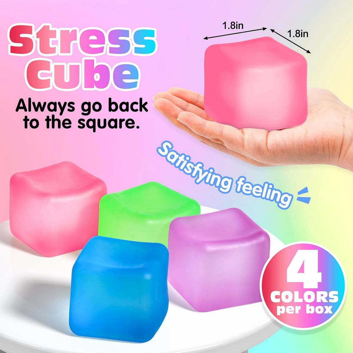 VISCOO 4 Pack Stress Cube,Slow Rising Cube Stress Balls for Adults Kids
