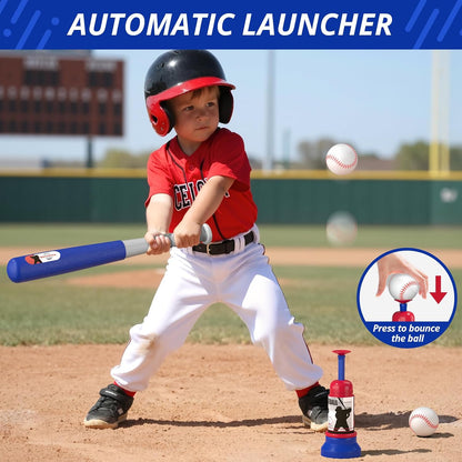 HYES 3-in-1 Baseball Set for Kids with Auto Pitching Machine