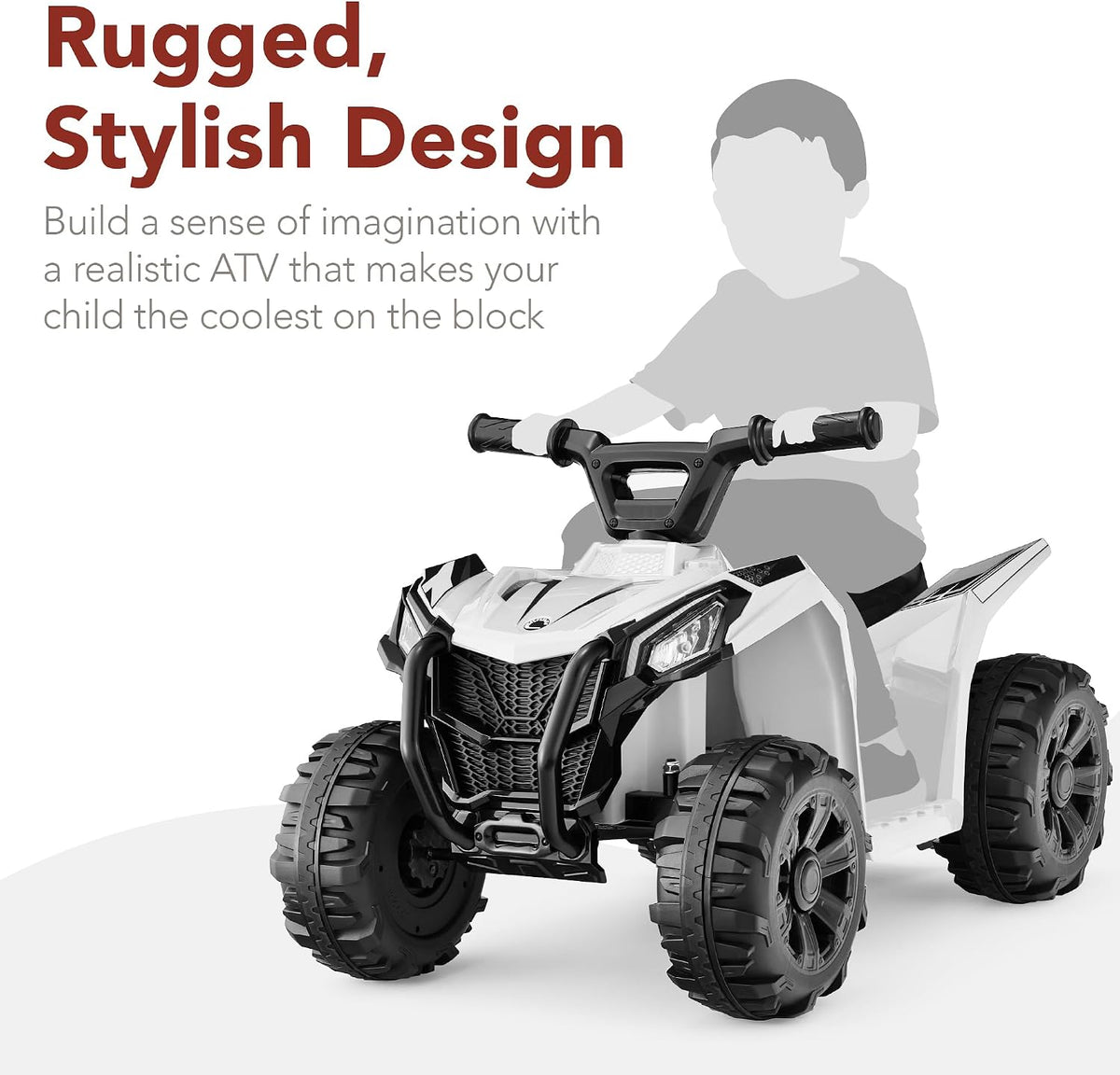 Best Choice Products 6V Kids Ride On Toy, 4-Wheeler Quad ATV Play Car w/ 1.8MPH Max Speed, Treaded Tires, Rubber Handles, Push-Button Accelerator - White