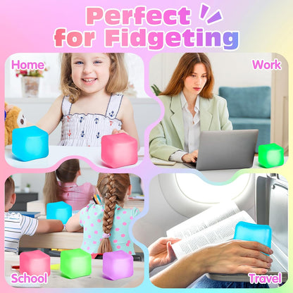 VISCOO 4 Pack Stress Cube,Slow Rising Cube Stress Balls for Adults Kids