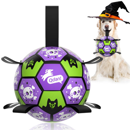 QDAN Dog Balls, 6 Inch Dog Soccer Ball with Straps, Herding Balls for Dogs