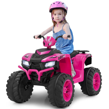 Costzon Kids ATV, 12V Battery Powered Electric Vehicle w/LED Lights, High & Low Speed, Horn, Music, USB, Treaded Tires, Ride on Car 4 Wheeler Quad for Boys & Girls Gift, Ride on ATV (Black)