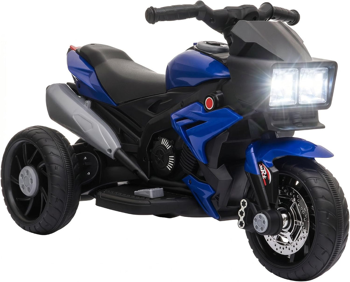 Aosom 6V Kids Motorcycle Toddler Ride-on Toy 3-Wheel Music Horn Blue