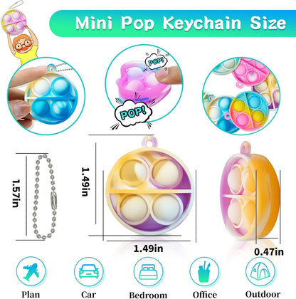 ONKULL Pop Fidget Keychain 30 Pack ,Mini Fidget Toys Bulk ,Sensory Toys for Kids ,Party Favors for Kids 4-8,8-12 Year ,Back to School Gifts for Classroom ,Halloween Birthday Goodie Bags Stuffers