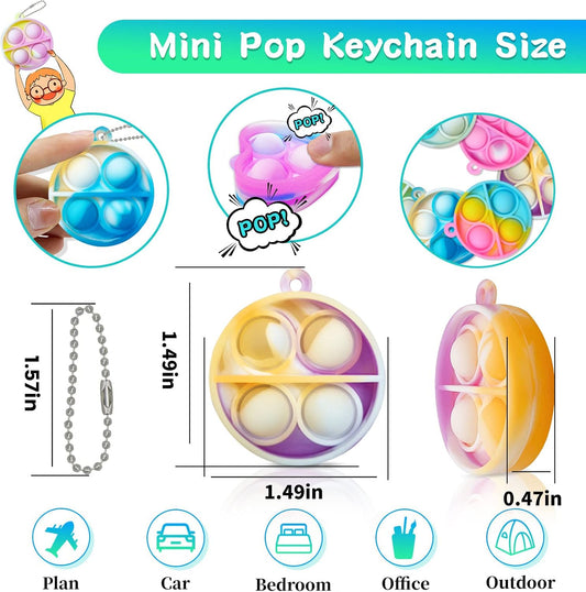 ONKULL Pop Fidget Keychain 30 Pack ,Mini Fidget Toys Bulk ,Sensory Toys for Kids ,Party Favors for Kids 4-8,8-12 Year ,Back to School Gifts for Classroom ,Halloween Birthday Goodie Bags Stuffers