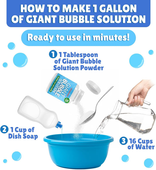 Giant Bubble Solution - Bubble Wands, Bubbles for Kids, Kids Bubbles Mix Powder Makes 896 OZ (7 Gallons) - The Original Solution Mix | 100% Kid Safe