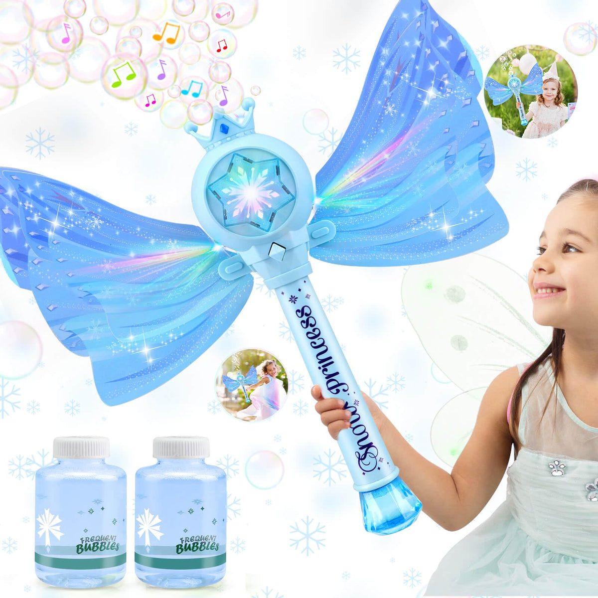 Bubble Wand for Kids, LED Light Music Bubble Toys Girl Gifts Age 3+