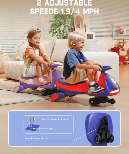 FanttikRide N7 Pro Electric Wiggle Car, Flashing Wheels, for Ages 3+, Blue