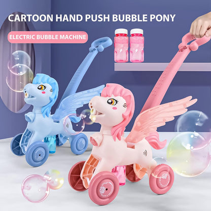 Pink Bubble Machine Blower Maker Lawn Mower Walking Toy Christmas Basket Stuffers Outdoor Summer Girls Kids Birthday Best Gift for 3-12 Year Old Unique Cute Valentines Day Unicorn Gifts