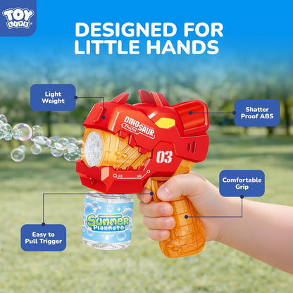 TOY Life Dinosaur Bubble Gun 2-Pack, Automatic Blaster, Ages 3-8