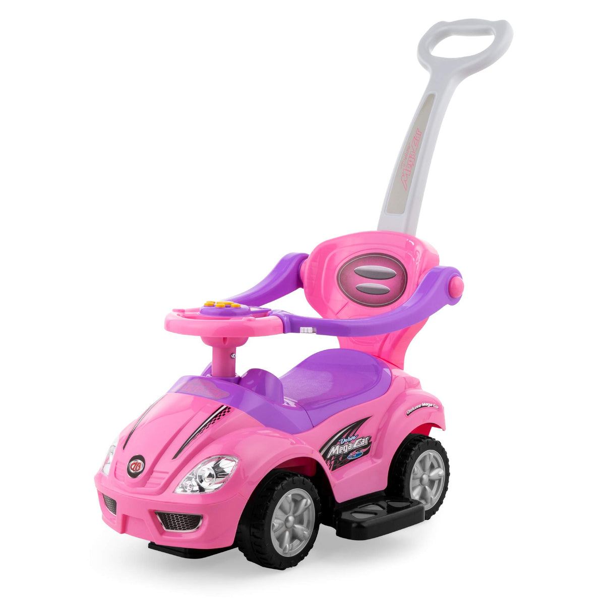 Best Choice Products Kids 3-in-1 Push and Pedal Car Toddler Ride On w/Handle, Horn, Music - Red