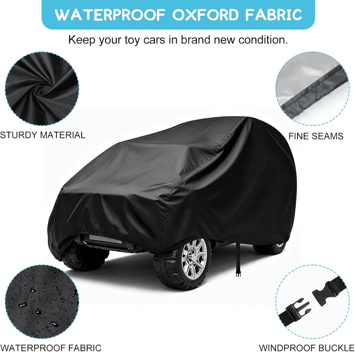 Kids Ride-On Toy Car Cover, Kids Electric Car Cover, 52” x 28” x 24”