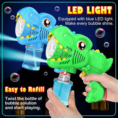 Yunaking Kids Bubble Gun 2 Pack, Dino Bubble Machine for Boy Girl Toys Gift