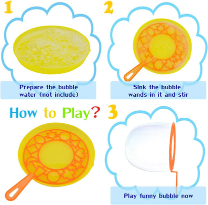 B bangcool Bubble Wands Set - Big Bubbles Wand Funny Bubbles Maker with Tray, Nice for Outdoor Playtime & Birthday Party & Games, Suitable for All Age People