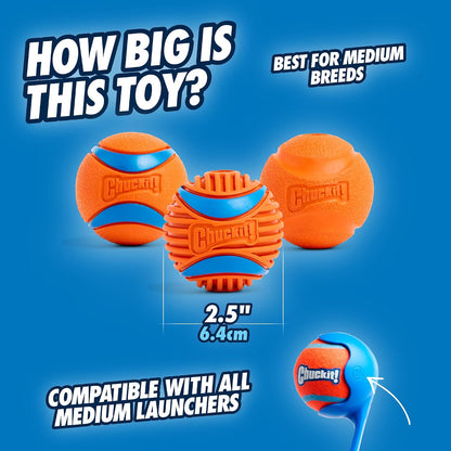 Chuckit! Ultra and Rugged Dog Balls, High-Bounce Fetch, Medium, Set of 3