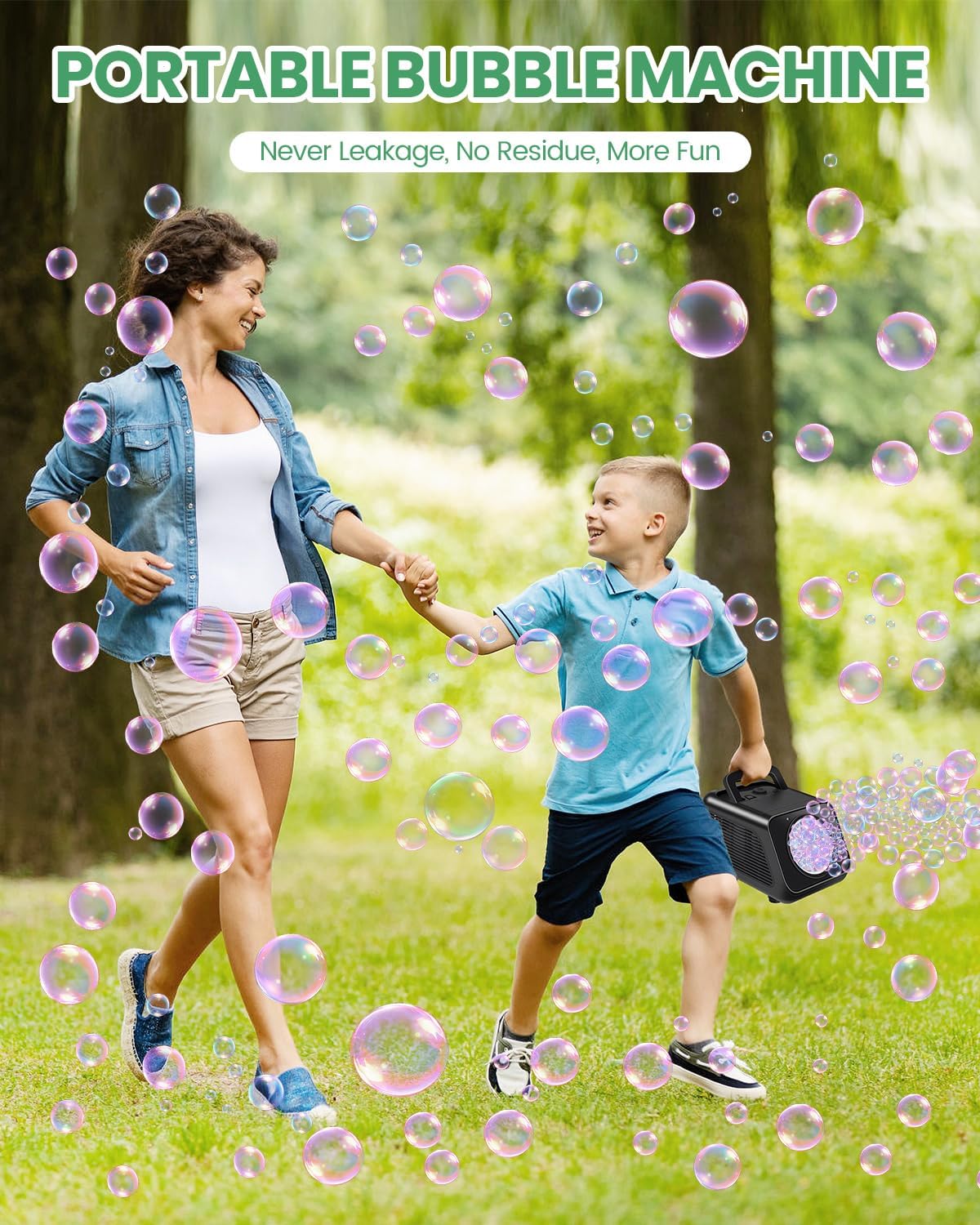 Bubble Machine Automatic Bubble Blower for Kids: Battery Operated Bubble Maker for Toddlers 1-3 | 20000+ Bubbles Per Min Contain 6 AA Battery | Outdoor Toys for Parties Birthday Wedding
