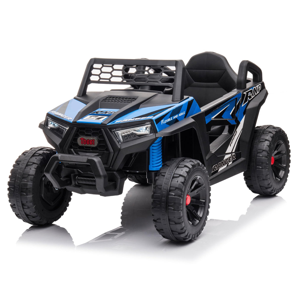 TOBBI 12V Kids Electric Car, Ride On Toy Truck to Drive for Aged 3-6-Blue