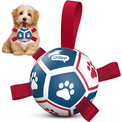 QDAN Dog Balls, 6 Inch Dog Soccer Ball with Straps, Herding Balls for Dogs