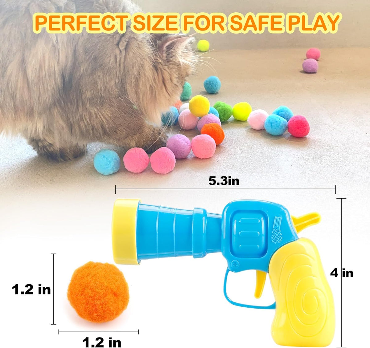 MeoHui 31Pcs Cat Ball Toy Launcher Gun, Cat Balls Fetch Cat Toys