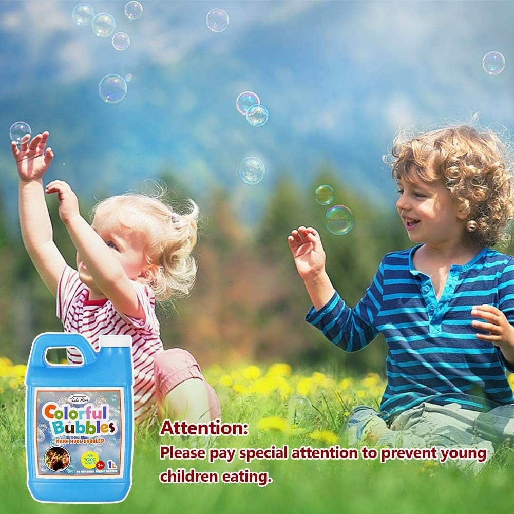 Lulu Home 33.8 OZ/1 L Concentrated Bubble Solution, Refill for Bubble Machines, Giant Wands, and Blowers - Up to 2.5 Gallons for Kids' Birthday Parties