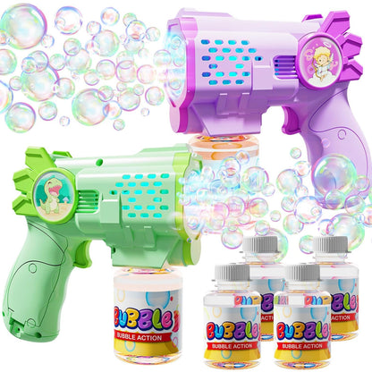 EagleStone 2 Packs Automatic Bubble Machine Guns with 4 Bottles Solution
