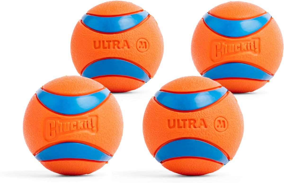Chuckit! Ultra Ball Dog Toy with Cleaning Bucket, Medium 2.5-in, 8-Pack