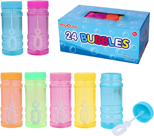 Bubbles 24 Pack Party Favor for Kids Bulk Bubble Solution Blowing Wand 2 Dozen Party Supplies Outdoor Toys Wedding Party Christmas Celebration Birthday Fun Gift