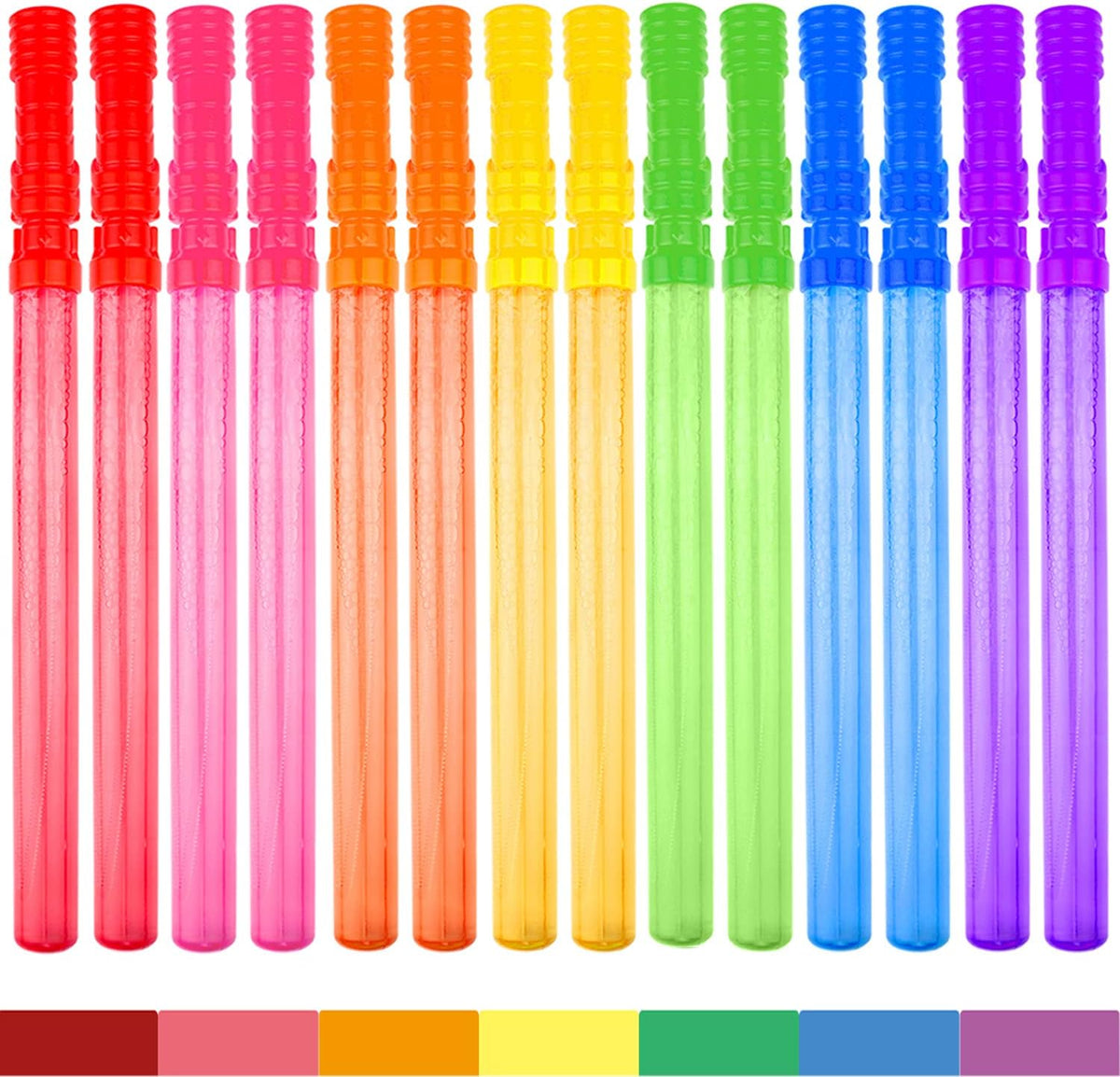 Big Bubble Wand Set, 14 Count 7 Color Outdoor Party Favor Summer Yard Game