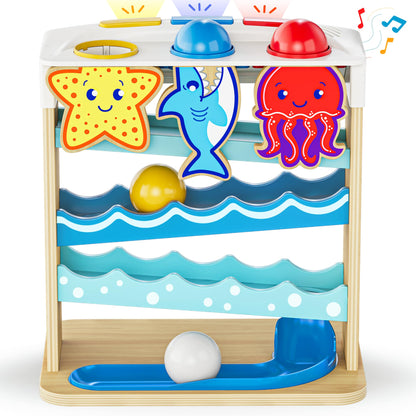 Move2Play, Feed The Fish | 30+ Fin-Tastic Songs & Phrases | Baby & Toddler Musical Toy | First Birthday Present for 1+ Year Old | Ages 6-24 Months | Boy & Girl Ball Drop Toy