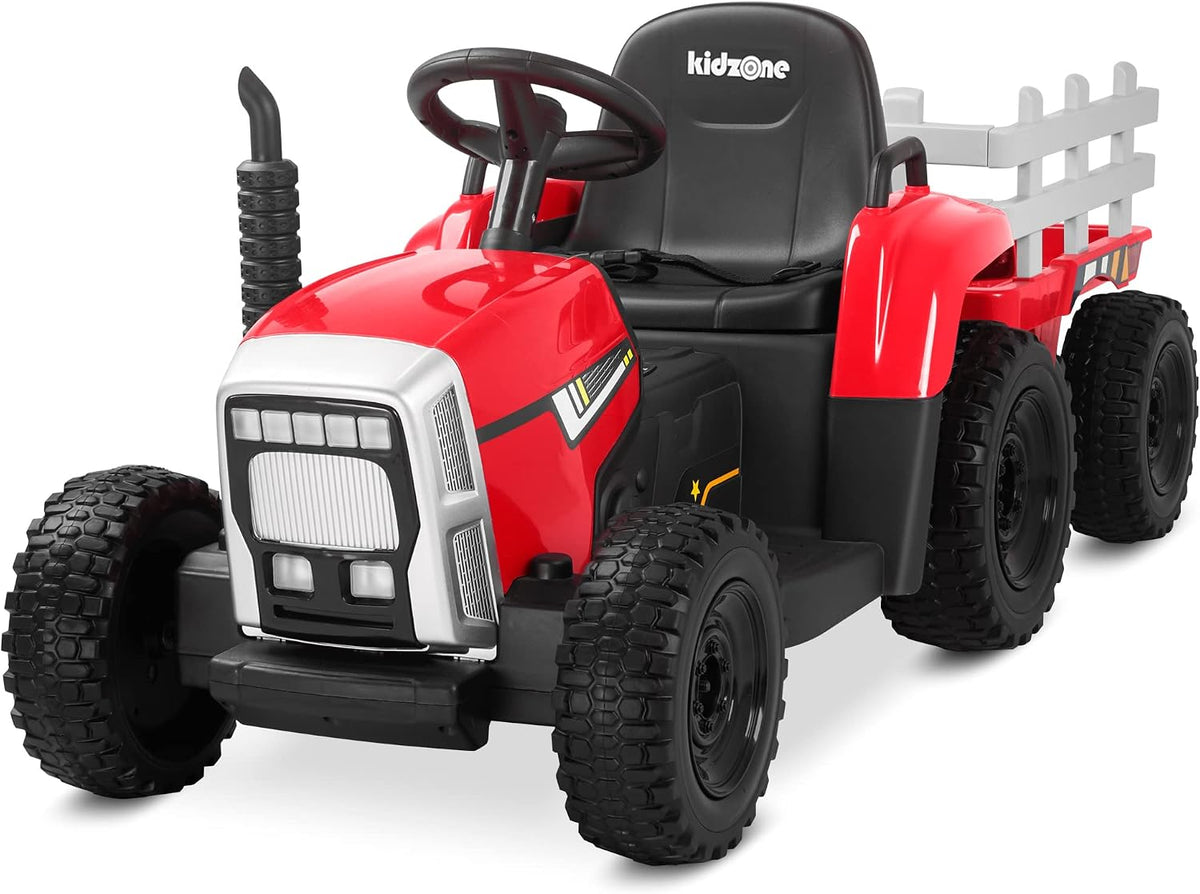 Kidzone 12V 7Ah Premium Electric Tractor Ride On Toy, Red