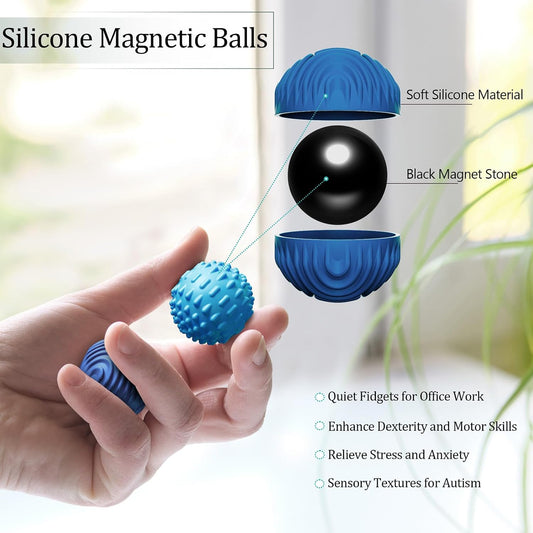 Silicone Magnetic Balls Fidget Toys for Adults & Teens,4PCS Stress Relief Sensory Toys for Autism ADHD Anxiety,Fun Textures Gadgets,Office Desk Toy,Stocking Stuffers for Men Women Teen Gifts