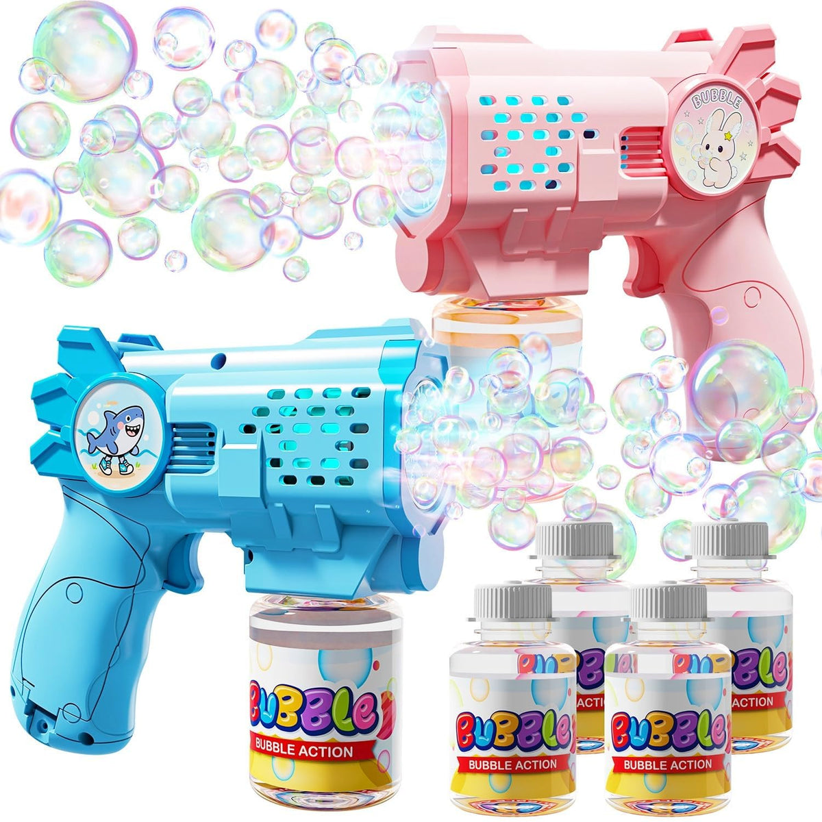EagleStone 2 PCS Bubble Guns for Toddlers 2 Bubble Solution, 20 Concentrate